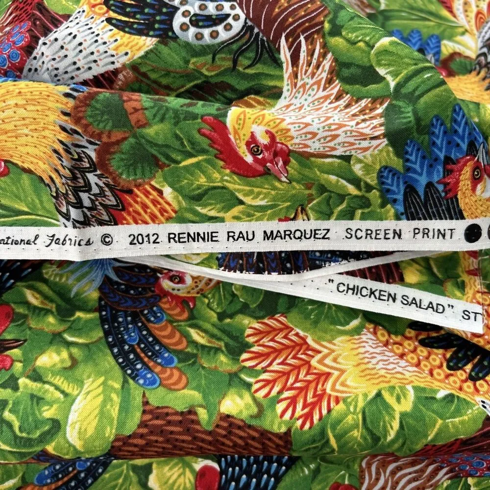 Hoffman Cotton Quilting Fabrics Rennie Rau Marquez Chicken Salad 1 Yd X 44